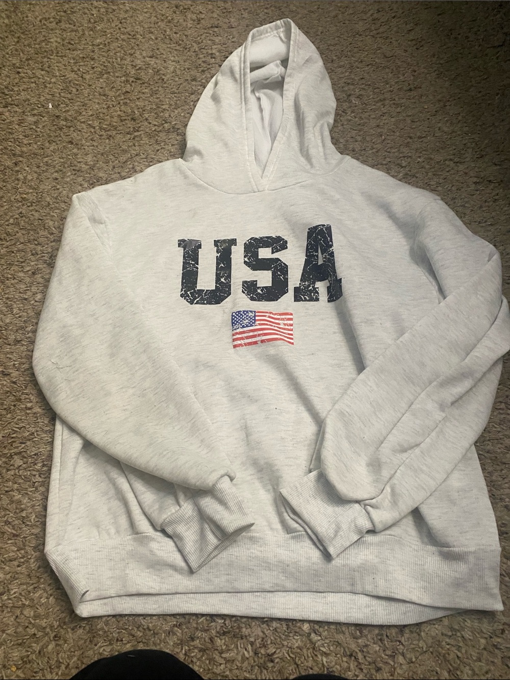 SHEIN Light Gray Crewneck Sweatshirt with USA Graphic